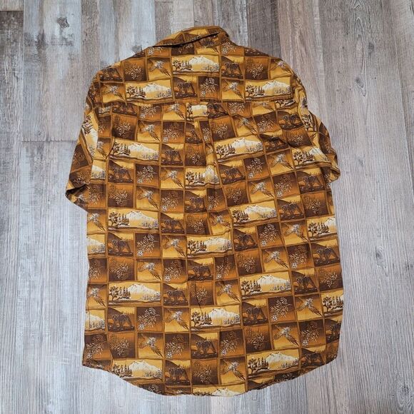 Woolrich Nutmeg Outdoor Woodcut Boxes Button Down Long Sleeve Shirt Size Large - Picture 4 of 7